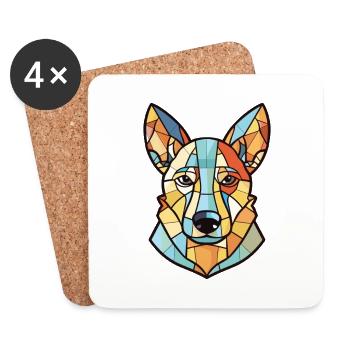 Carolina Dog Breed aquarelle Illustration sur verre - Dessous de verre (lot de 4) - blanc - Devant