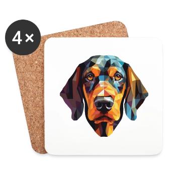 Black And Tan Coonhound Dog Breed Watercolor Glass - Coasters (set of 4) - white - Front