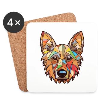 Berger Picard Dog Breed Watercolor Illustration - Coasters (set of 4) - white - Front