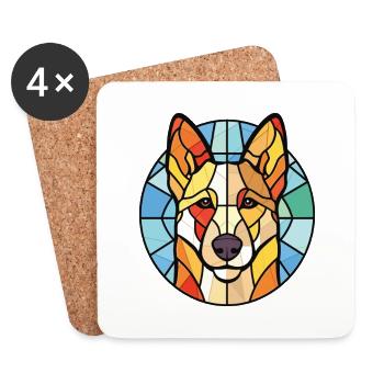 Berger Blanc Suisse Hunderasse buntes Aquarell - Untersetzer (4er-Set) - Weiß - Vorne