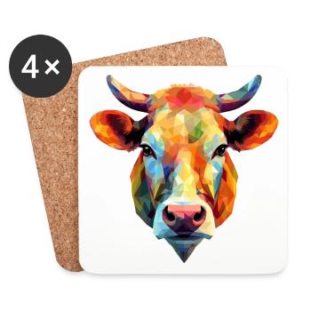 Kuh Polygon Kalb Rind Rinder Stier Kühe - Untersetzer (4er-Set) - Weiß - Vorne