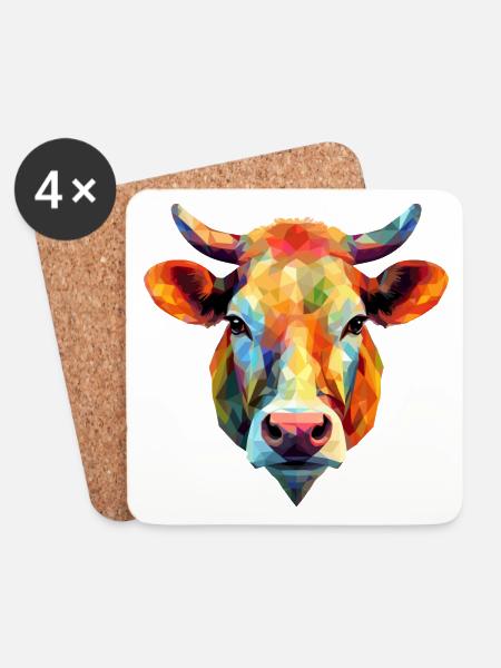 Kuh Polygon Kalb Rind Rinder Stier Kühe - Untersetzer (4er-Set) - Weiß