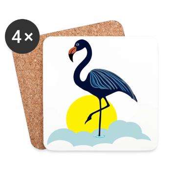 Blauer Flamingo - Untersetzer (4er-Set) - Weiß - Vorne