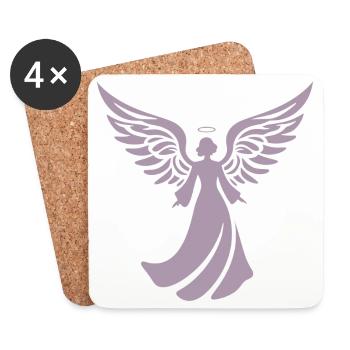 engel silhouette weihnachten heiligenschein - Untersetzer (4er-Set) - Weiß - Vorne