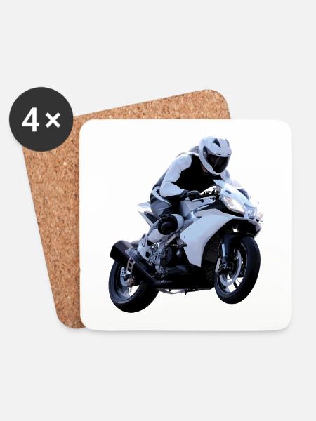 Motorrad - Untersetzer (4er-Set) - Weiß