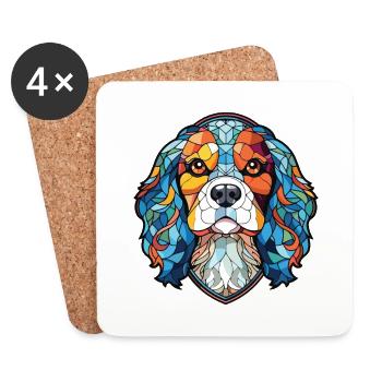 Cavalier King Charles Spaniel Dog Breed Watercolor - Coasters (set of 4) - white - Front
