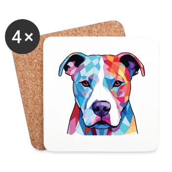 Dogo Argentino Dog Breed Watercolor Illustration - Coasters (set of 4) - white - Front