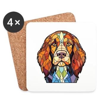 Dutch Smoushond Dog Breed Watercolor Illustration - Coasters (set of 4) - white - Front