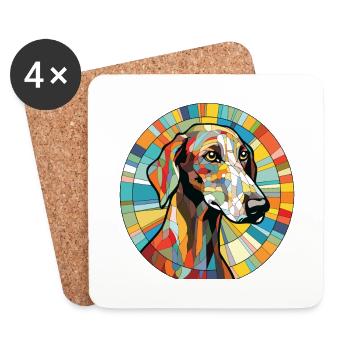 Galgo Espanol Dog Breed Watercolor Illustration - Coasters (set of 4) - white - Front