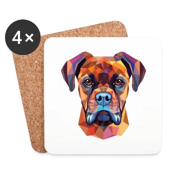 Deutsche Boxerhunderasse Aquarell Illustration - Untersetzer (4er-Set) - Weiß - Vorne
