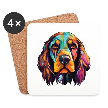 Deutsche Spaniel Hunderasse Aquarell Illustration - Untersetzer (4er-Set) - Weiß - Vorne