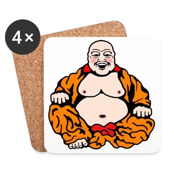 Bouddha humoristique - Dessous de verre (lot de 4) - blanc - Devant