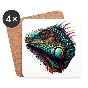 Iguana - Coasters (set of 4) - white - Front