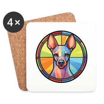 Amerikanischer haarloser Terrier Hunderasse Aquarell - Untersetzer (4er-Set) - Weiß - Vorne