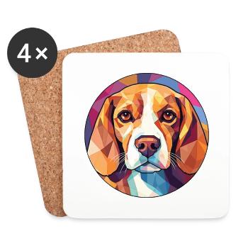 Beagle Hunderasse Bunte Aquarell Illustration - Untersetzer (4er-Set) - Weiß - Vorne