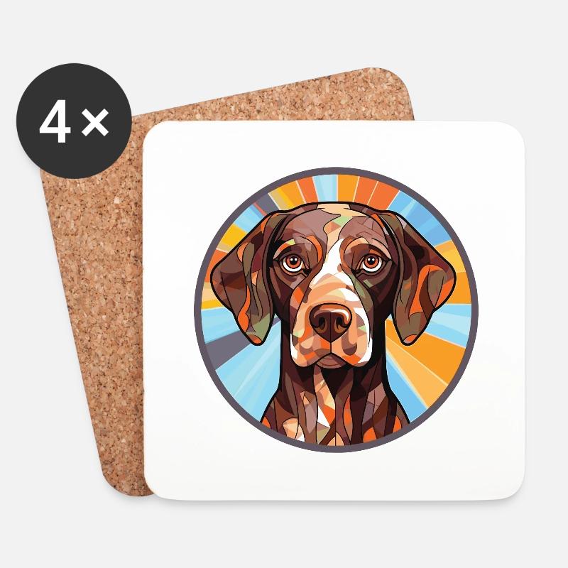 Deutscher Schäferhund Rasse Aquarell Illustration - Untersetzer (4er-Set) - Weiß