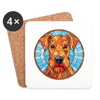 Irish Terrier Dog Breed Watercolor Illustration - Coasters (set of 4) - white - Front