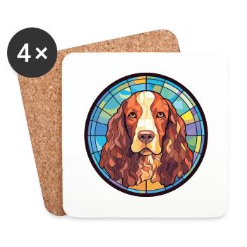 Amerikanischer Wasserspaniel Hunderasse Aquarellglas - Untersetzer (4er-Set) - Weiß - Vorne