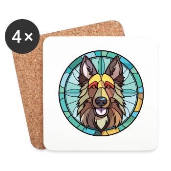 Belgian Tervuren Dog Breed Watercolor Illustration - Coasters (set of 4) - white - Front