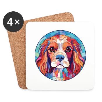 Cavalier King Charles Spaniel chien race aquarelle - Dessous de verre (lot de 4) - blanc - Devant