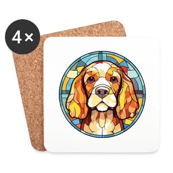 Flat Coated Retriever Dog Breed Watercolor Glass - Coasters (set of 4) - white - Front