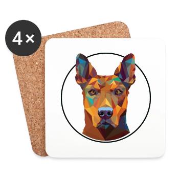 French White And Black Hound Dog Breed Watercolor - Coasters (set of 4) - white - Front