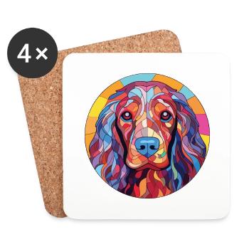 Frisian Water Dog Breed Watercolor Illustration - Coasters (set of 4) - white - Front