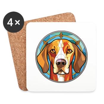 Gordon Setter chien race aquarelle Illustration - Dessous de verre (lot de 4) - blanc - Devant