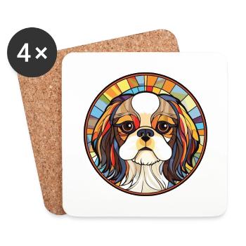 Japanese Chin Dog Breed Watercolor Illustration - Coasters (set of 4) - white - Front