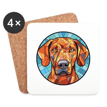 Rhodesian Ridgeback chien race aquarelle colorée - Dessous de verre (lot de 4) - blanc - Devant