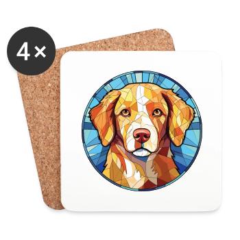 Nova Scotia Duck Tolling Retriever Dog Watercolor - Coasters (set of 4) - white - Front