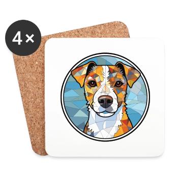 Parson Russell Terrier chien race aquarelle verre - Dessous de verre (lot de 4) - blanc - Devant