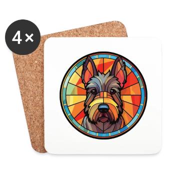 Illustration à l’aquarelle de race de chien Terrier écossais - Dessous de verre (lot de 4) - blanc - Devant
