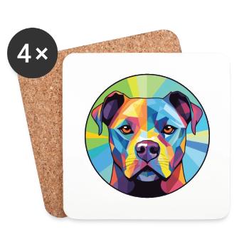 Staffordshire Bullterrier Hunderasse Aquarell - Untersetzer (4er-Set) - Weiß - Vorne