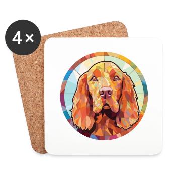 Sussex Spaniel Dog Breed Watercolor Illustration - Coasters (set of 4) - white - Front