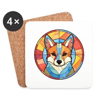 Illustration à l’aquarelle de race de chien suédois Vallhund - Dessous de verre (lot de 4) - blanc - Devant
