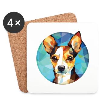 Toy Fox Terrier Dog Breed Watercolor Illustration - Coasters (set of 4) - white - Front