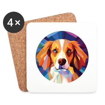 Nederlandse Kooikerhondje Hunderasse Aquarell - Untersetzer (4er-Set) - Weiß - Vorne