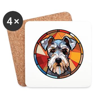 Miniatur Schnauzer Hunderasse buntes Aquarell - Untersetzer (4er-Set) - Weiß - Vorne
