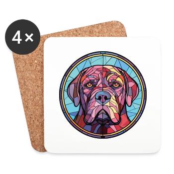 Mastiff napolitain chien race aquarelle colorée - Dessous de verre (lot de 4) - blanc - Devant