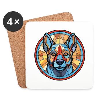 Norwegian Elkhound Dog Breed Colorful Watercolor - Coasters (set of 4) - white - Front
