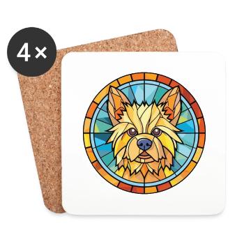 Norwich Terrier Dog Breed Watercolor Illustration - Coasters (set of 4) - white - Front
