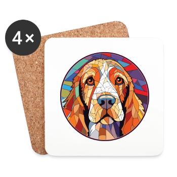 Petits Bassets Griffons Vendéen Chien Aquarelle - Dessous de verre (lot de 4) - blanc - Devant