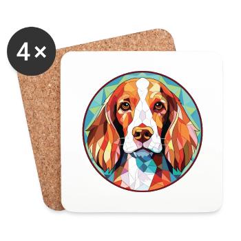Welsh Springer Spaniel Dog Breed Watercolor Glass - Coasters (set of 4) - white - Front
