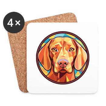 Wirehaired Vizsla Dog Breed Colorful Watercolor - Coasters (set of 4) - white - Front