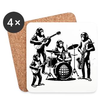Affen Band | Schimpansen Musiker - Untersetzer (4er-Set) - Weiß - Vorne