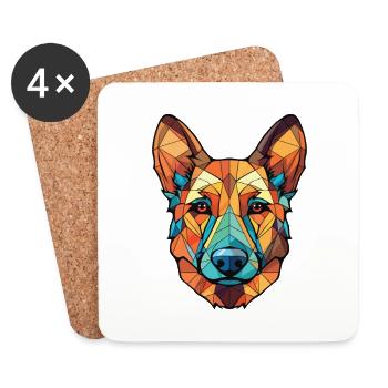 Georgian Shepherd Dog Breed Colorful Watercolor - Coasters (set of 4) - white - Front