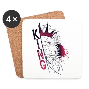 Sketch trash lion - KING - Dessous de verre (lot de 4) - blanc - Devant