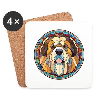 Chien de berger caucasien race aquarelle colorée - Dessous de verre (lot de 4) - blanc - Devant