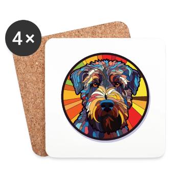 Bouvier Des Flandres Race De Chien Aquarelle Colorée - Dessous de verre (lot de 4) - blanc - Devant